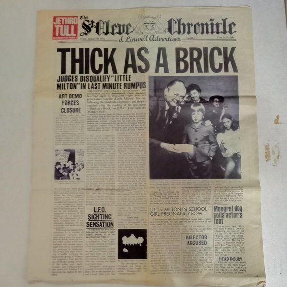 Framed Jethro Tull Thick As A Brick LP St Cleve Chronicle Newspaper Bundle - Picture 7 of 8